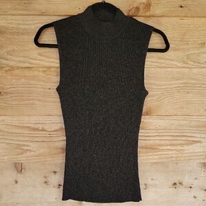 Cache Size Medium Black Mockneck Sweater with Tiny Sequins